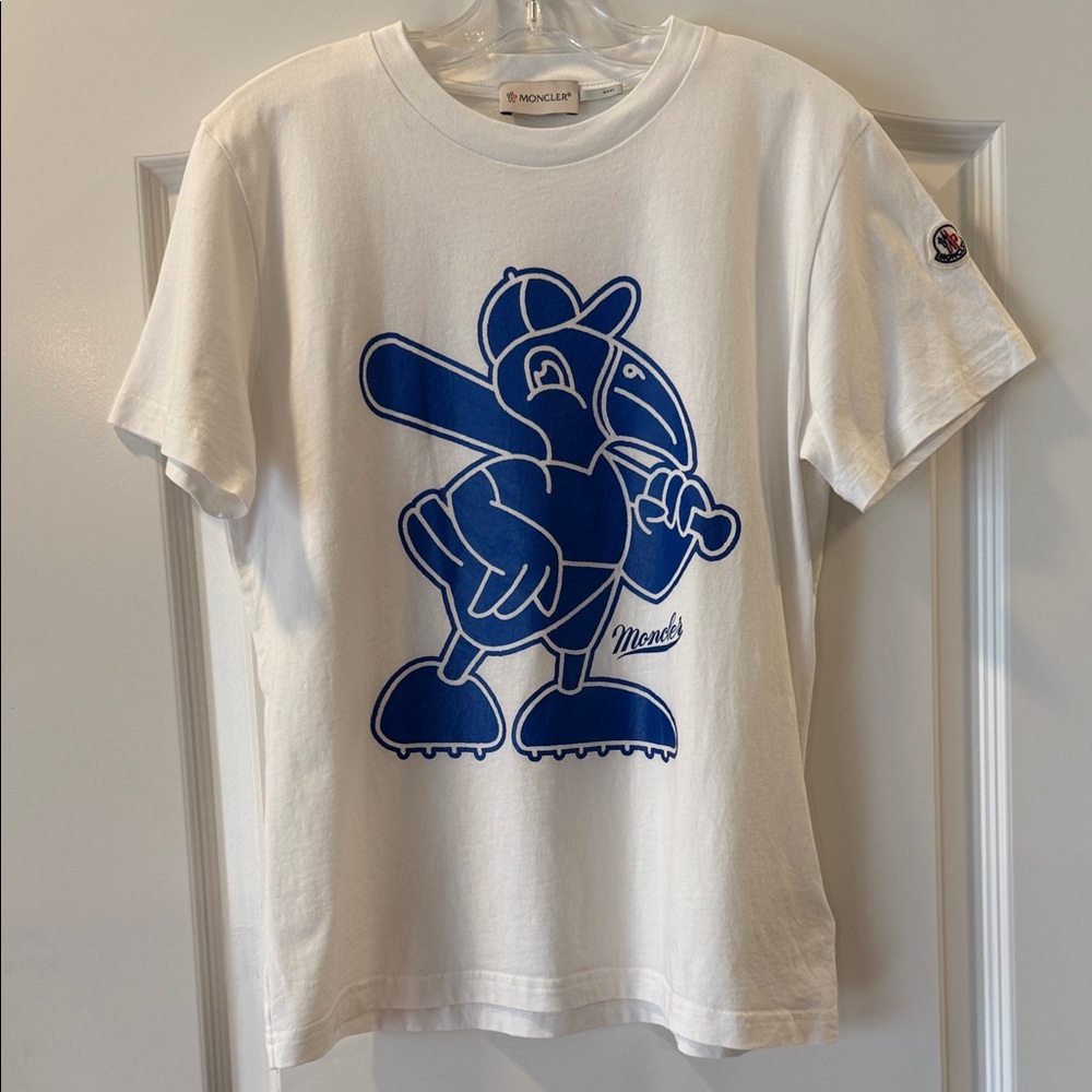 Moncler Boys Blue & White Baseball Duck T-Shirt size 12 Youth
